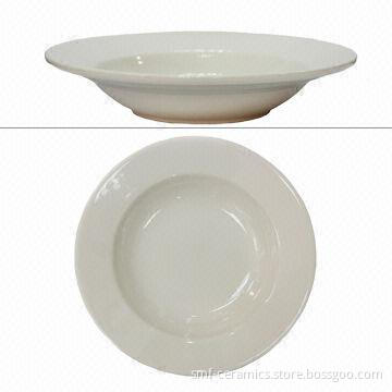 9-inch Wide Rim Ceramic Plate, Ideal for Hotel, CIQ-/FDA-/LFGB-approved